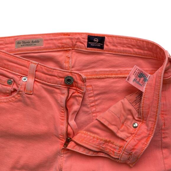 AG Adriano Goldschmied Slim Straight Stevie Ankle Neon Orange Denim Womens Sz 29 - Picture 3 of 7